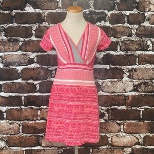 Lole Dress Pink White V Neck Athleisure XS